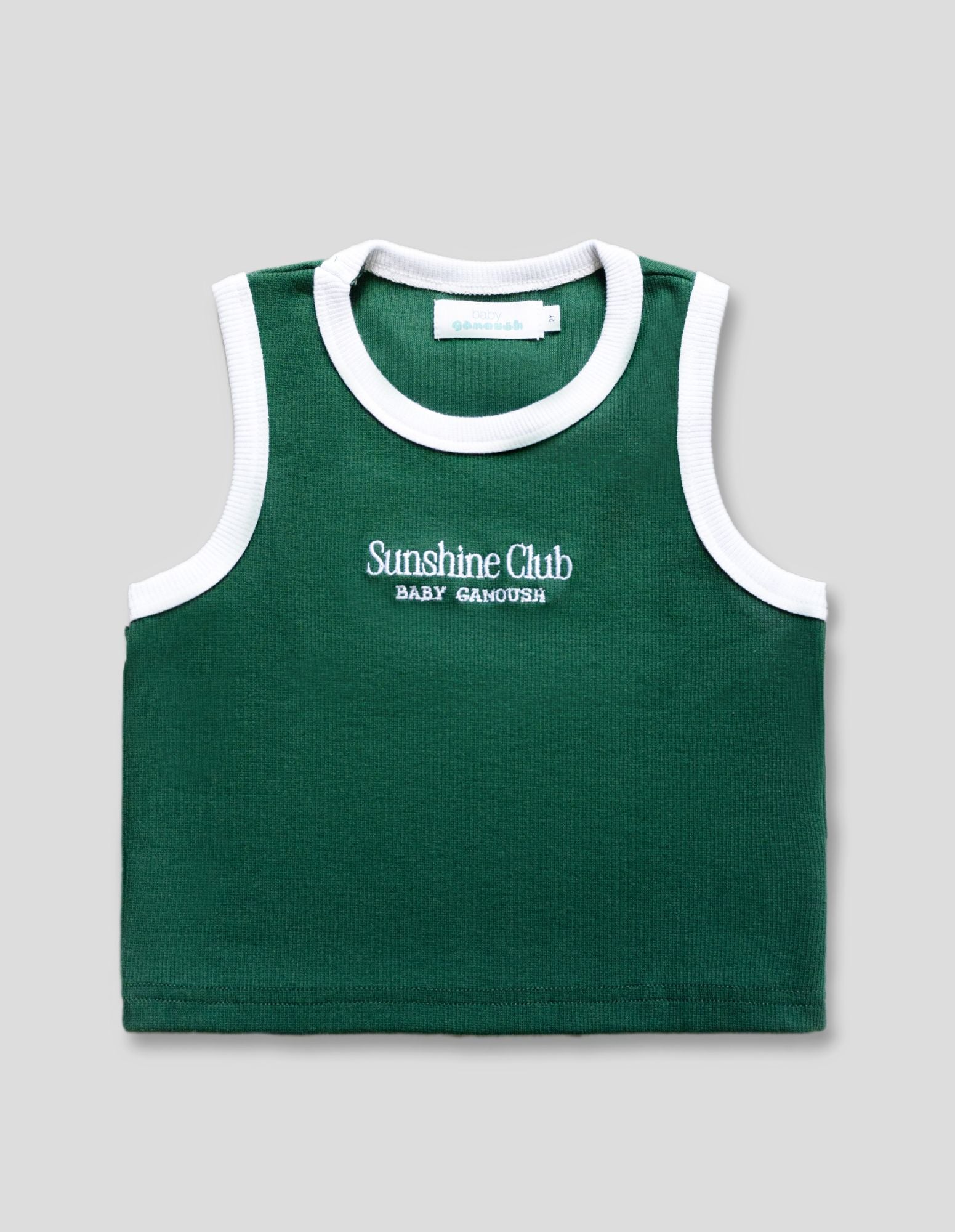 Sunshine Ribbed Tank Top in Green/White