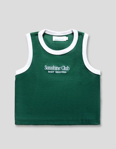 Sunshine Ribbed Tank Top in Green/White