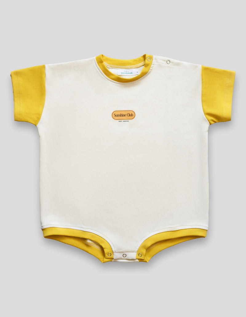 Sunshine T-Shirt Romper in Cream/Yellow