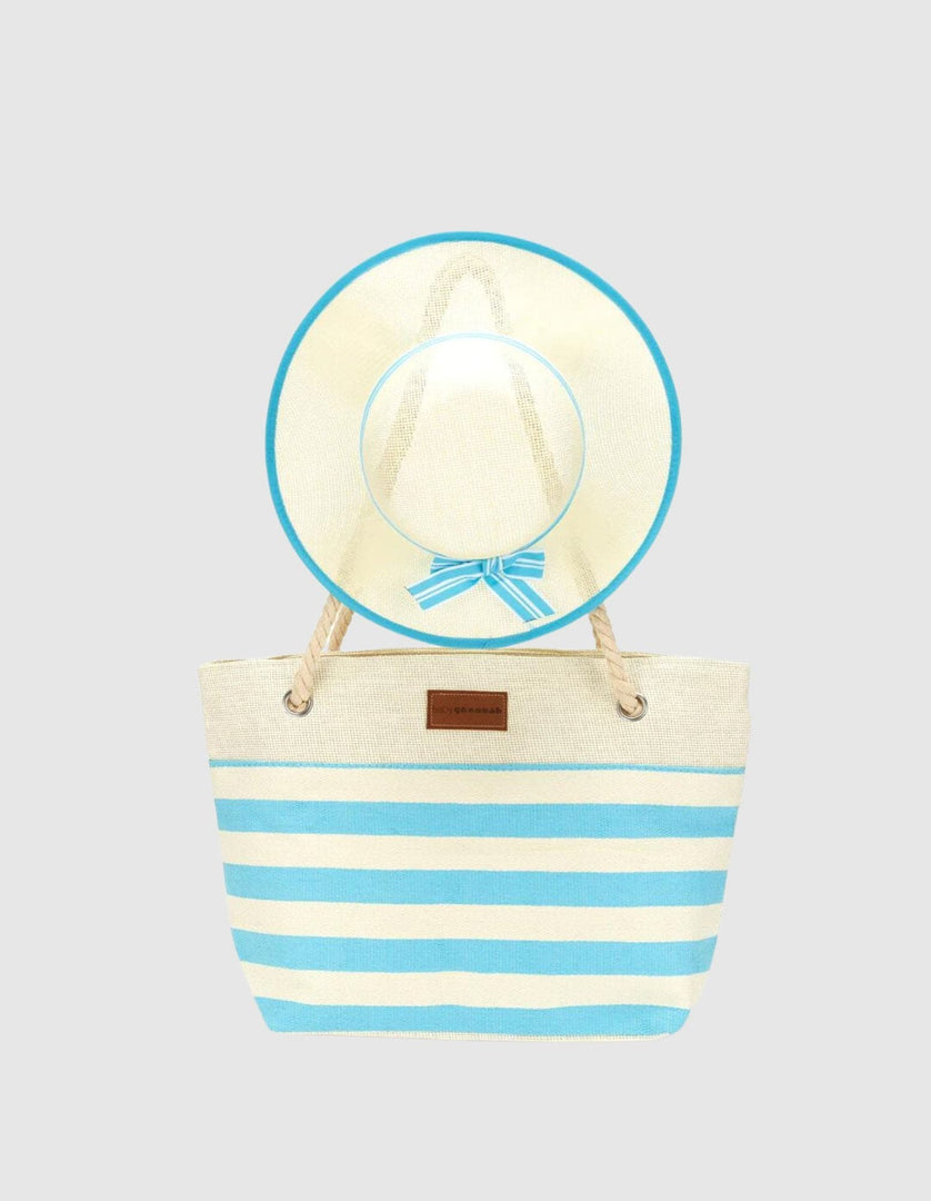 Bondi Beach Bag & Hat Set in Blue