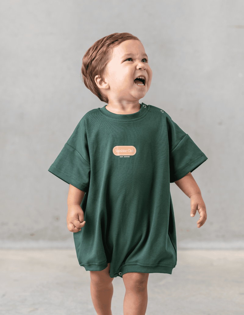 Sunshine T-Shirt Romper in Green