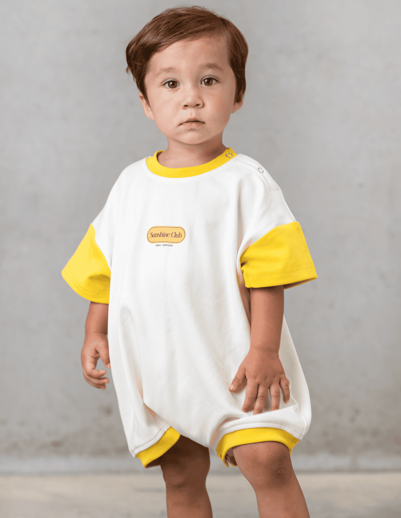 Sunshine T-Shirt Romper in Cream/Yellow