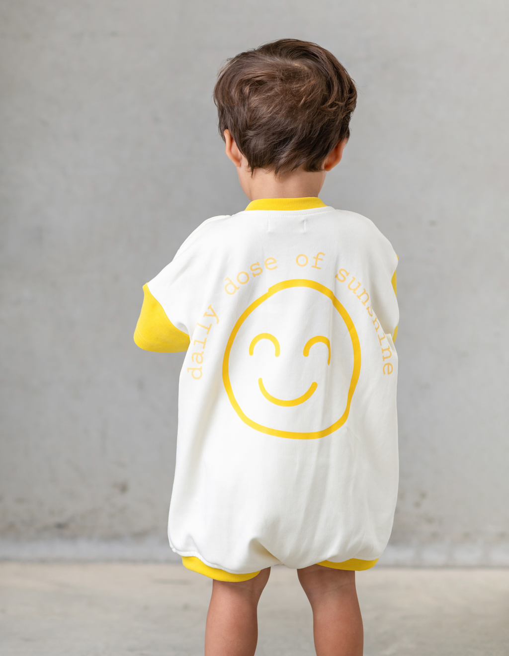 Sunshine T-Shirt Romper in Cream/Yellow